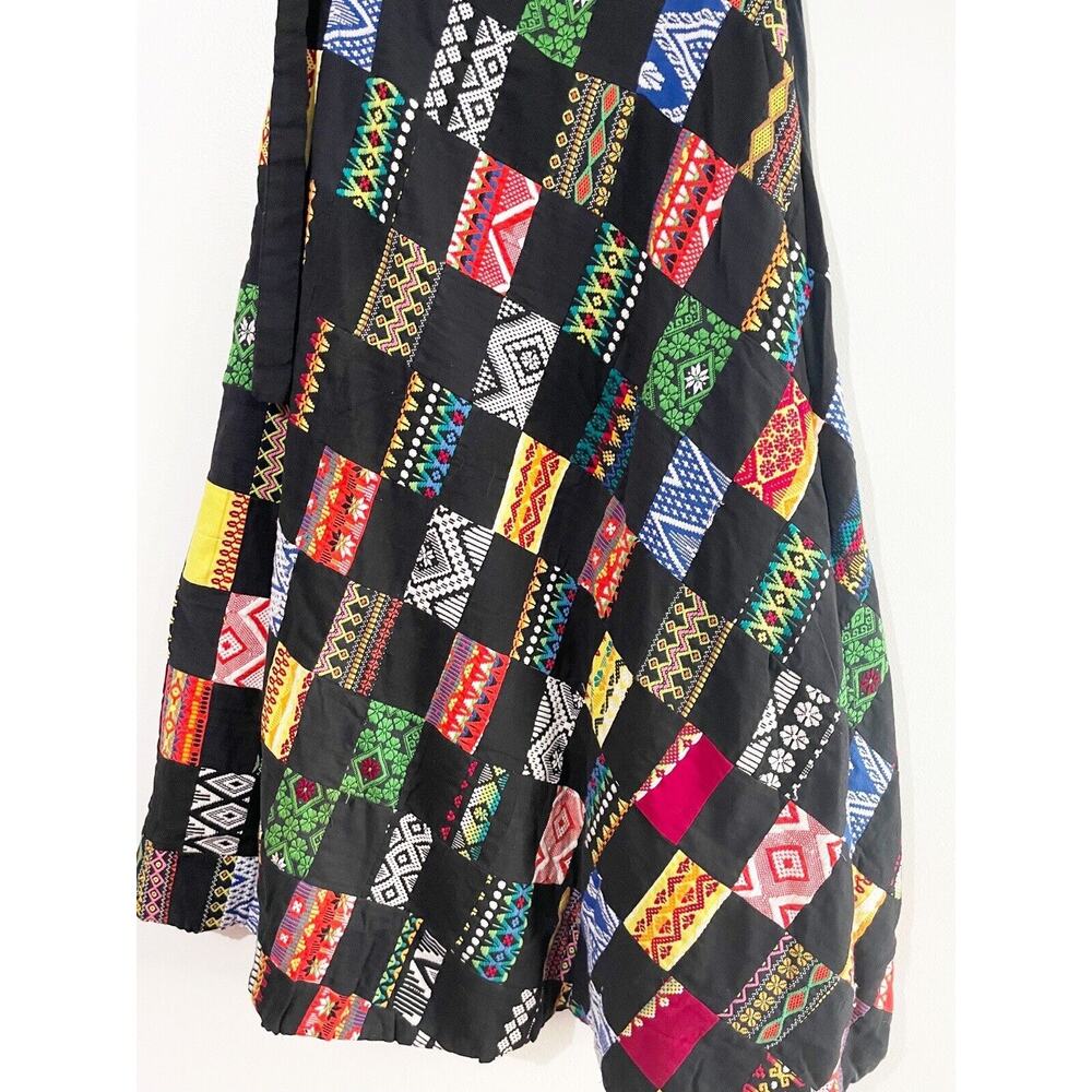 Vintage Handmade Patchwork Quilted Multicolor Azt… - image 4